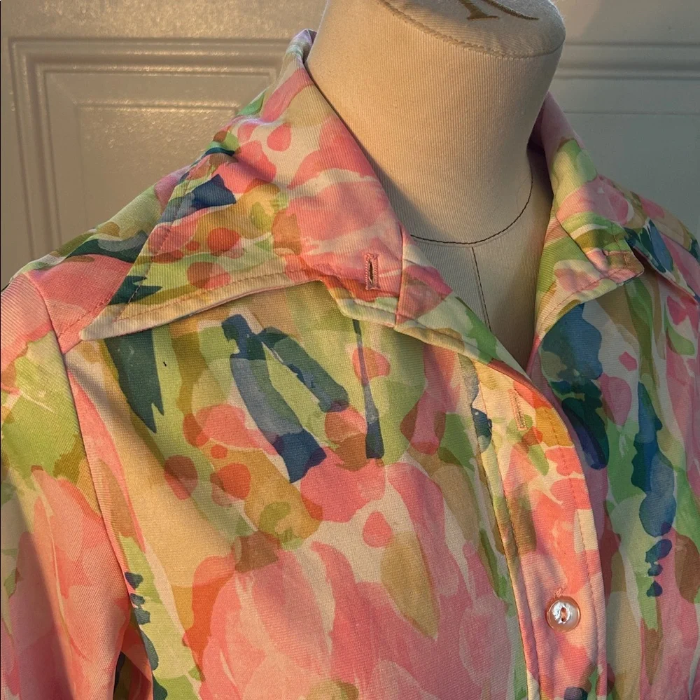 70’s Najla New York floral watercolor pantsuit - Picture 3 of 12